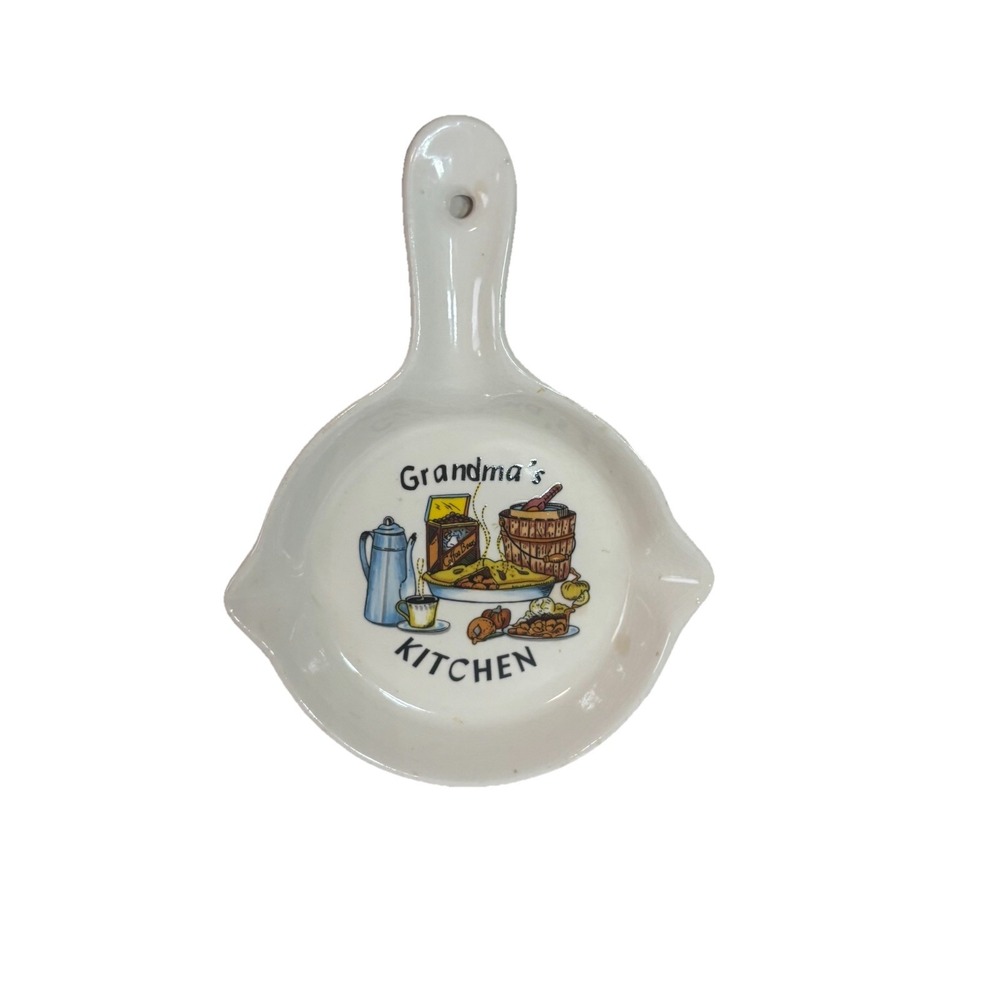 Vintage Grandma's Kitchen Ceramic Spoon Rest Trivet Wall Hanging Japan